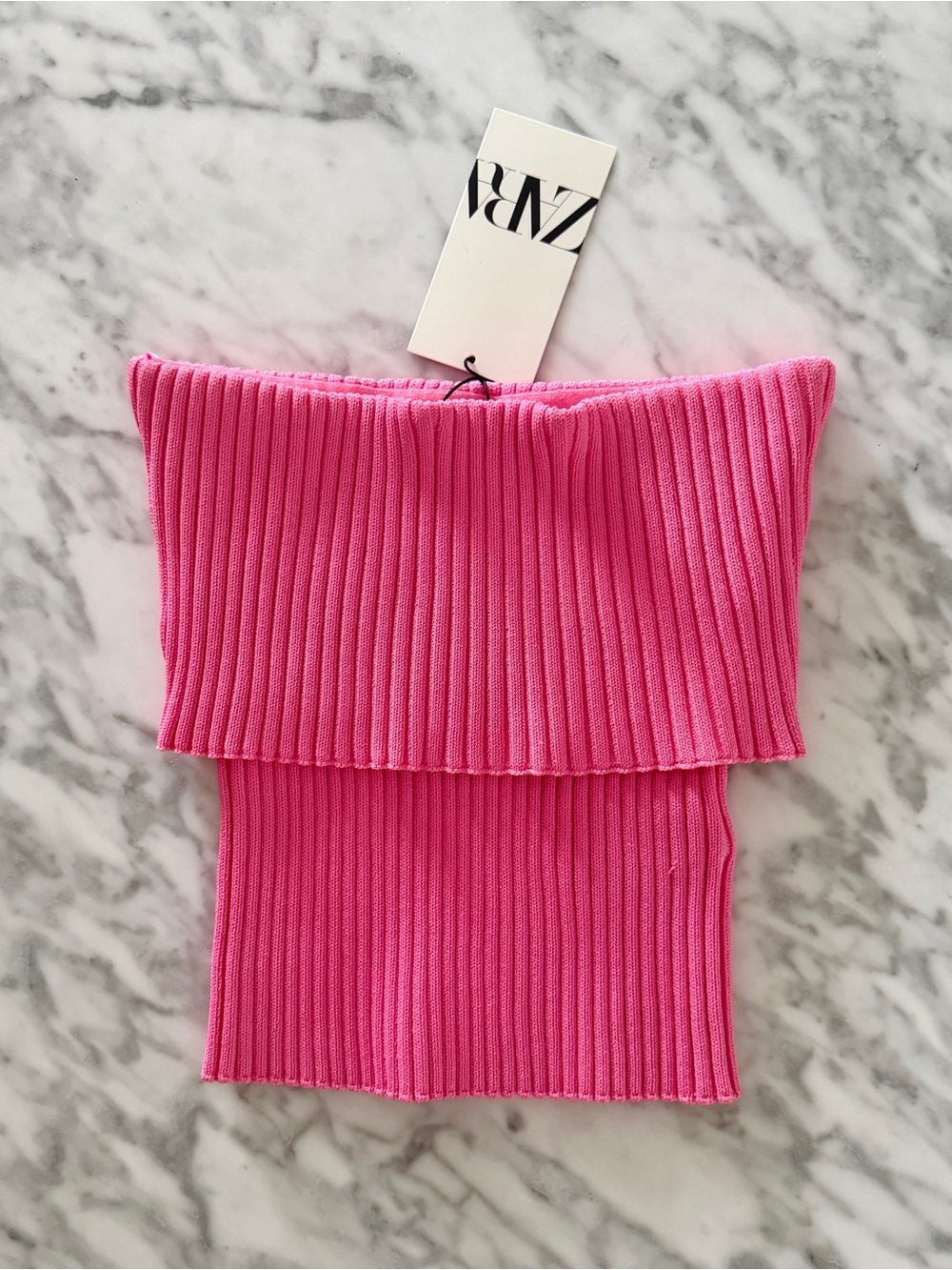 Zara Pink Knit Ribbed Strapless Too